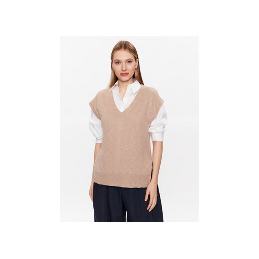 Gant Sweter 4805190 Beżowy Regular Fit ze sklepu MODIVO w kategorii Kamizelki damskie - zdjęcie 168605787