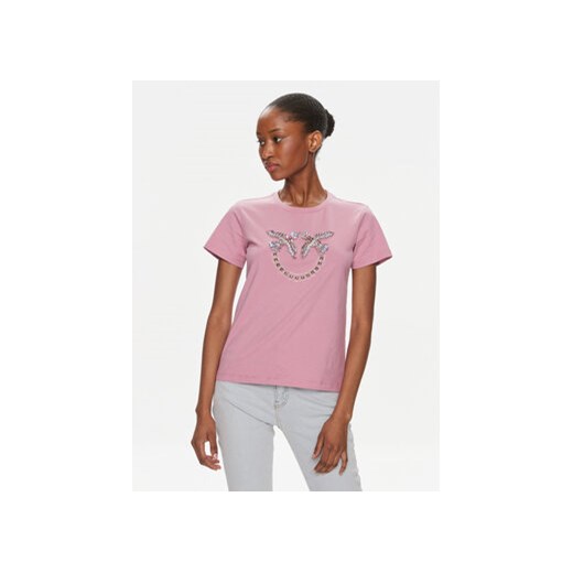 Pinko T-Shirt Quentin 100535 A1R7 Różowy Regular Fit ze sklepu MODIVO w kategorii Bluzki damskie - zdjęcie 168606106