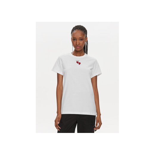 Pinko T-Shirt 100789 A1P8 Biały Regular Fit ze sklepu MODIVO w kategorii Bluzki damskie - zdjęcie 168606657