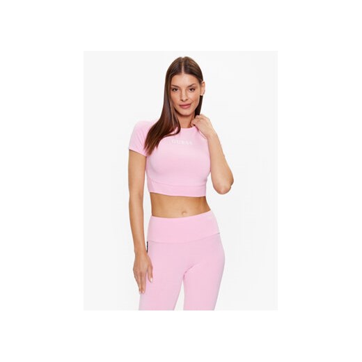 Guess Top V3RP16 KABR0 Różowy Slim Fit ze sklepu MODIVO w kategorii Bluzki damskie - zdjęcie 168607289