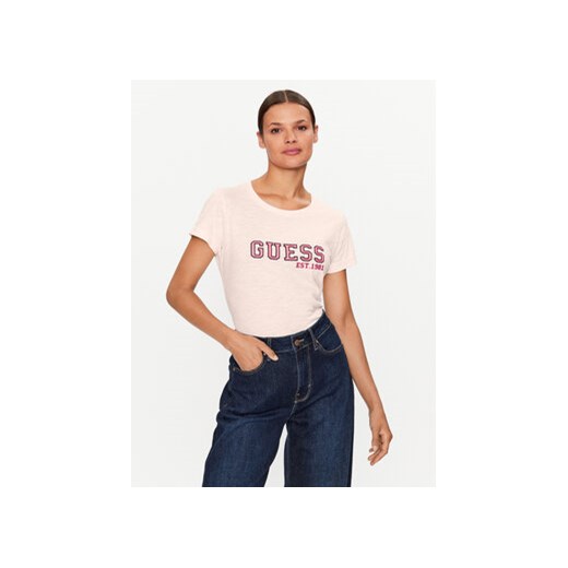 Guess T-Shirt W3YI35 K8G01 Różowy Regular Fit ze sklepu MODIVO w kategorii Bluzki damskie - zdjęcie 168607498