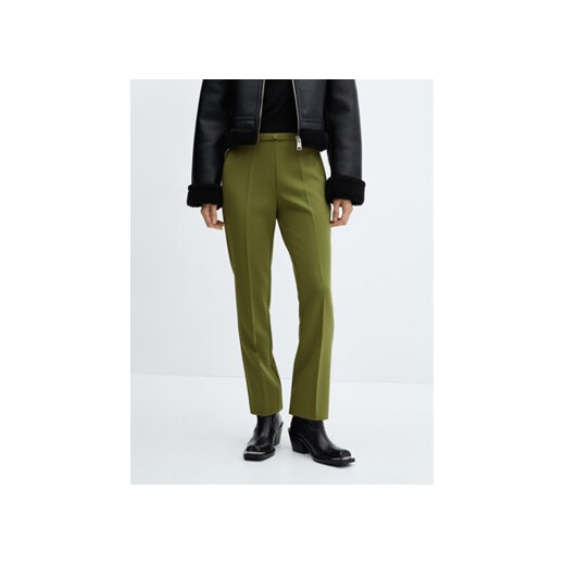 Mango Spodnie materiałowe Creta 67031009 Zielony Straight Fit ze sklepu MODIVO w kategorii Spodnie damskie - zdjęcie 168607738