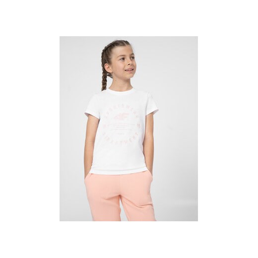 4F T-Shirt 4FJSS23TTSHF280 Biały Regular Fit ze sklepu MODIVO w kategorii Bluzki dziewczęce - zdjęcie 168607795