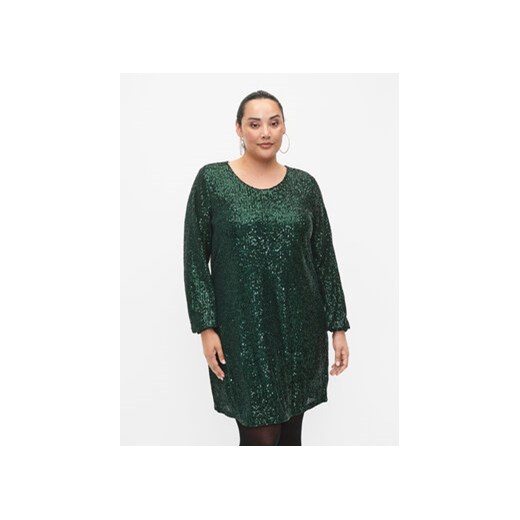 Zizzi Sukienka koktajlowa M59218A Zielony Loose Fit ze sklepu MODIVO w kategorii Sukienki - zdjęcie 168607887