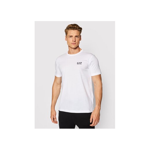 EA7 Emporio Armani T-Shirt 8NPT51 PJM9Z 1100 Biały Regular Fit ze sklepu MODIVO w kategorii T-shirty męskie - zdjęcie 168608045