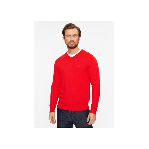 Tommy Hilfiger Sweter MW0MW28047 Czerwony Regular Fit ze sklepu MODIVO w kategorii Swetry męskie - zdjęcie 168610205