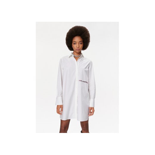 KARL LAGERFELD Sukienka koszulowa Ikonik 235W1600 Biały Regular Fit ze sklepu MODIVO w kategorii Sukienki - zdjęcie 168610427