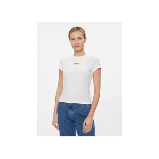 Tommy Jeans T-Shirt Bby Essential Logo DW0DW16435 Biały Slim Fit ze sklepu MODIVO w kategorii Bluzki damskie - zdjęcie 168613568