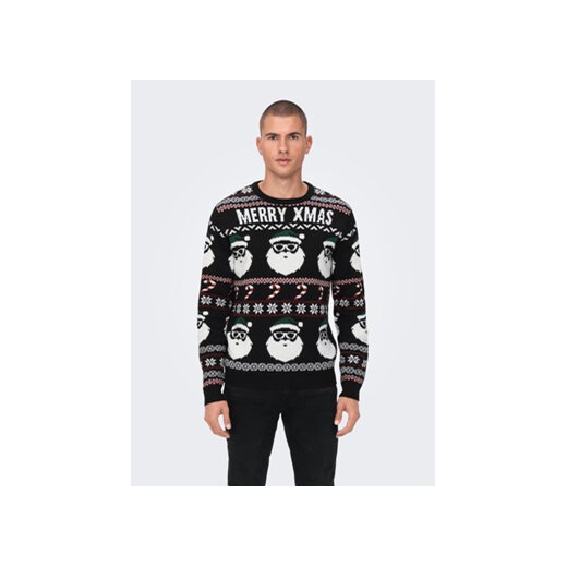 Only & Sons Sweter Xmas Santa 22023994 Czarny Regular Fit ze sklepu MODIVO w kategorii Swetry męskie - zdjęcie 168614018