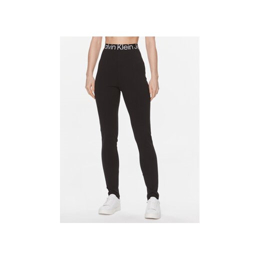 Calvin Klein Jeans Legginsy J20J222601 Czarny Slim Fit ze sklepu MODIVO w kategorii Spodnie damskie - zdjęcie 168614395