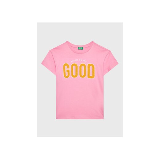 United Colors Of Benetton T-Shirt 3096C10AY Różowy Oversize ze sklepu MODIVO w kategorii Bluzki dziewczęce - zdjęcie 168615735