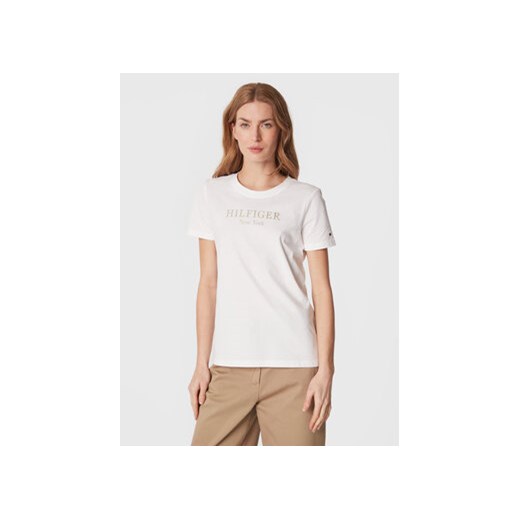 Tommy Hilfiger T-Shirt Foil WW0WW37194 Biały Regular Fit ze sklepu MODIVO w kategorii Bluzki damskie - zdjęcie 168618989