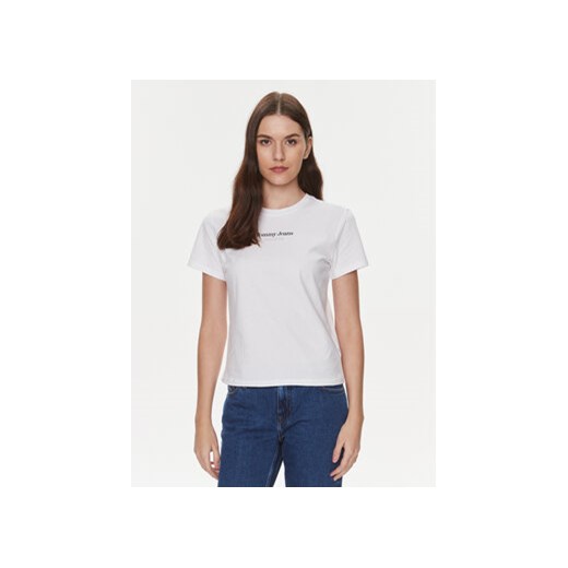 Tommy Jeans T-Shirt Essential DW0DW17359 Biały Regular Fit ze sklepu MODIVO w kategorii Bluzki damskie - zdjęcie 168620057