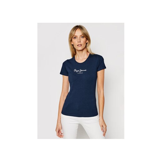 Pepe Jeans T-Shirt PL502711 Granatowy Slim Fit ze sklepu MODIVO w kategorii Bluzki damskie - zdjęcie 168622365