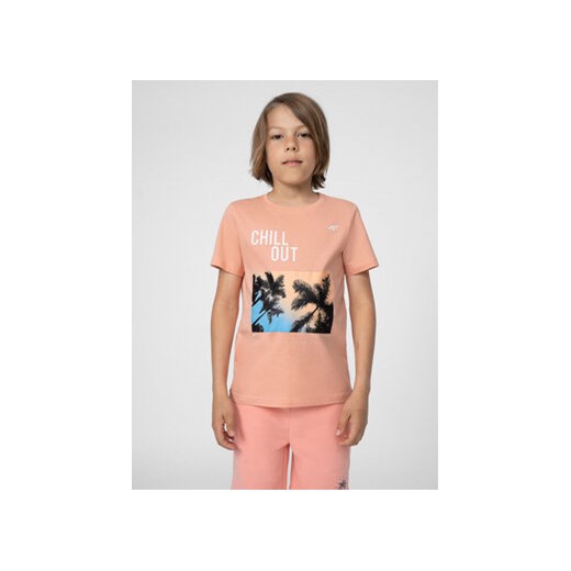 4F T-Shirt 4FJSS23TTSHM288 Różowy Regular Fit ze sklepu MODIVO w kategorii Bluzki dziewczęce - zdjęcie 168623275