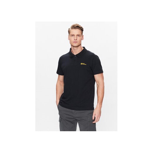 Jack Wolfskin Polo Essential 1809301 Czarny Regular Fit ze sklepu MODIVO w kategorii T-shirty męskie - zdjęcie 168623338