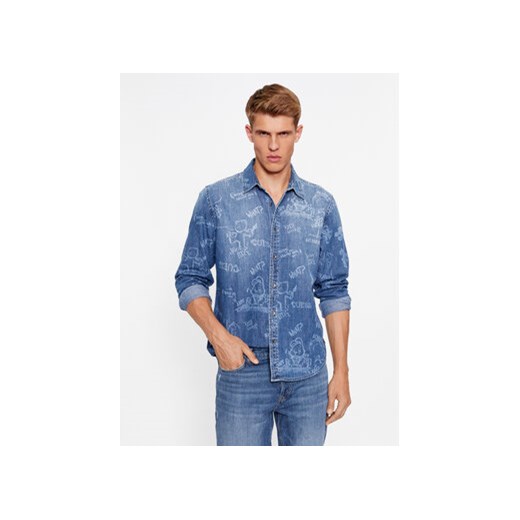 Guess Koszula jeansowa M3BH12 D4U80 Niebieski Regular Fit ze sklepu MODIVO w kategorii Koszule męskie - zdjęcie 168623737