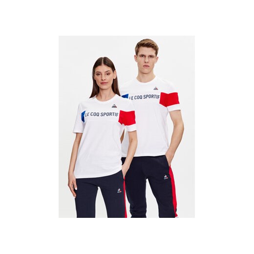 Le Coq Sportif T-Shirt Unisex 2310012 Biały Regular Fit ze sklepu MODIVO w kategorii Bluzki damskie - zdjęcie 168624349