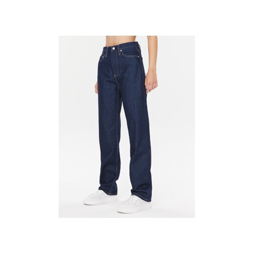 Calvin Klein Jeans Jeansy J20J221785 Granatowy Straight Fit ze sklepu MODIVO w kategorii Jeansy damskie - zdjęcie 168624565