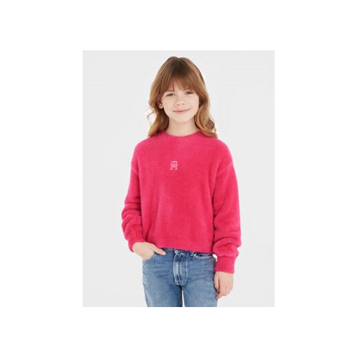 Tommy Hilfiger Sweter KG0KG07802 Różowy Relaxed Fit ze sklepu MODIVO w kategorii Swetry dziewczęce - zdjęcie 168624757
