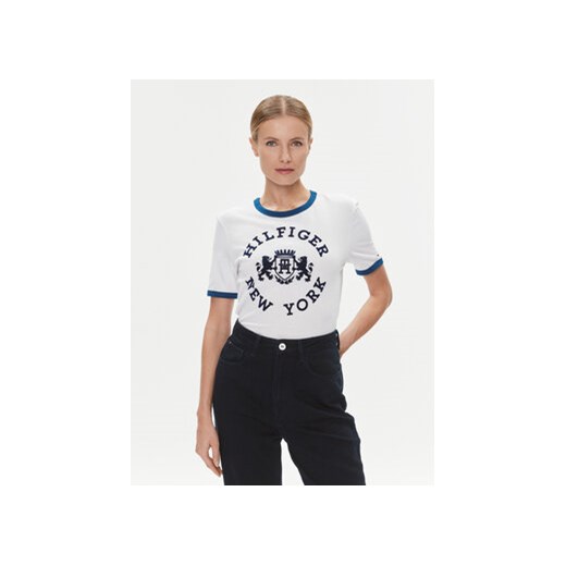 Tommy Hilfiger T-Shirt Varsity WW0WW39834 Biały Regular Fit ze sklepu MODIVO w kategorii Bluzki damskie - zdjęcie 168627178