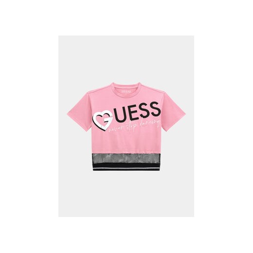 Guess T-Shirt J4RI30 K6YW4 Różowy Regular Fit ze sklepu MODIVO w kategorii Bluzki dziewczęce - zdjęcie 168627628
