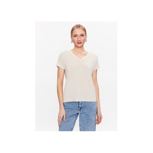 Moss Copenhagen T-Shirt 17529 Beżowy Basic Fit ze sklepu MODIVO w kategorii Bluzki damskie - zdjęcie 168627708