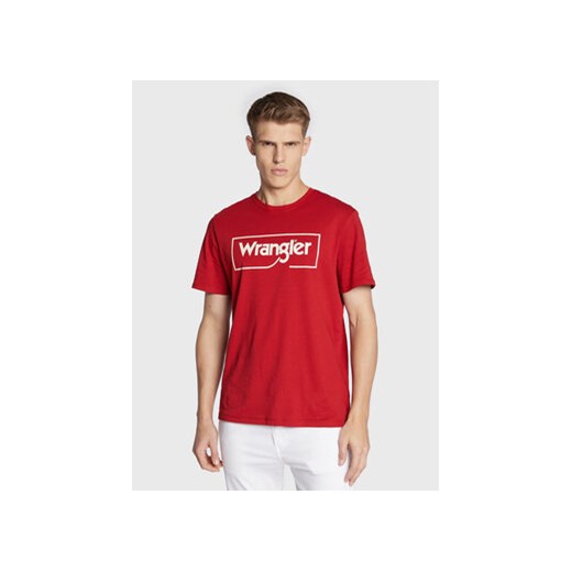 Wrangler T-Shirt Frame Logo W70JD3X47 112320763 Czerwony Regular Fit Wrangler XS wyprzedaż MODIVO
