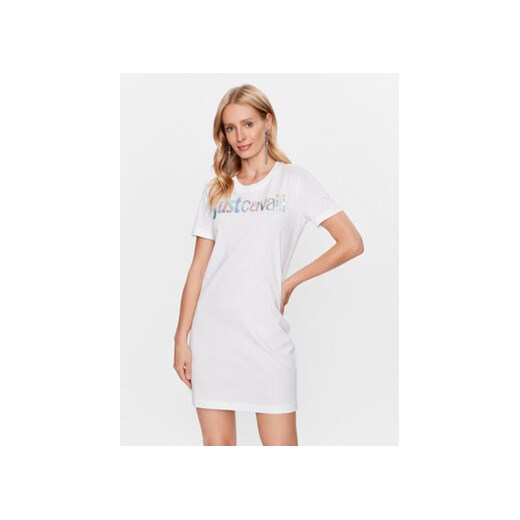 Just Cavalli Sukienka codzienna 74PBOG00 Biały Regular Fit ze sklepu MODIVO w kategorii Sukienki - zdjęcie 168629137