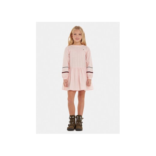 Tommy Hilfiger Sukienka codzienna Global Stripe Tape Detal KG0KG07347 D Różowy Regular Fit ze sklepu MODIVO w kategorii Sukienki dziewczęce - zdjęcie 168630186