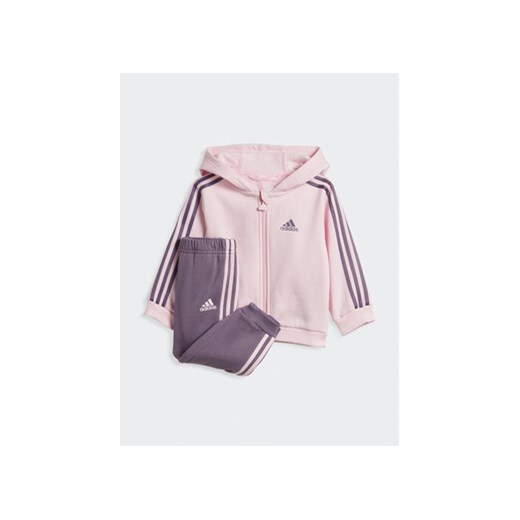 adidas Komplet dresowy Essentials Full-Zip Hooded Jogger Set IJ8851 Różowy Regular Fit ze sklepu MODIVO w kategorii Dresy dla niemowlaka - zdjęcie 168630195