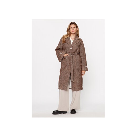 Custommade Płaszcz wełniany Halina 999511879 Brązowy Oversize ze sklepu MODIVO w kategorii Płaszcze damskie - zdjęcie 168630217