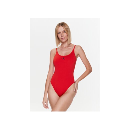 Calvin Klein Swimwear Strój kąpielowy Scoop Back KW0KW01997 Czerwony ze sklepu MODIVO w kategorii Stroje kąpielowe - zdjęcie 168630768