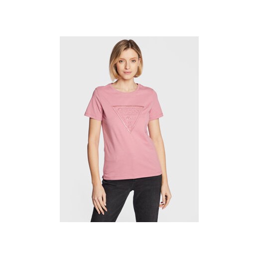 Guess T-Shirt W3RI19 I3Z14 Różowy Regular Fit ze sklepu MODIVO w kategorii Bluzki damskie - zdjęcie 168630788