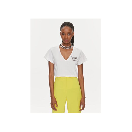 Pinko T-Shirt Turbato 100372 A1R7 Biały Regular Fit ze sklepu MODIVO w kategorii Bluzki damskie - zdjęcie 168630857