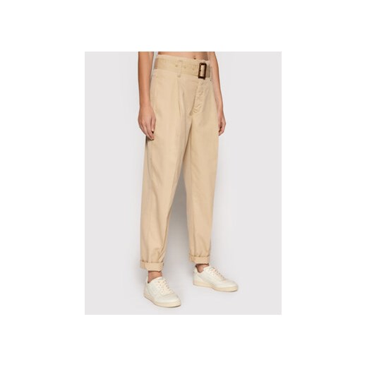 Polo Ralph Lauren Spodnie materiałowe 211752936006 Beżowy Regular Fit ze sklepu MODIVO w kategorii Spodnie damskie - zdjęcie 168631168