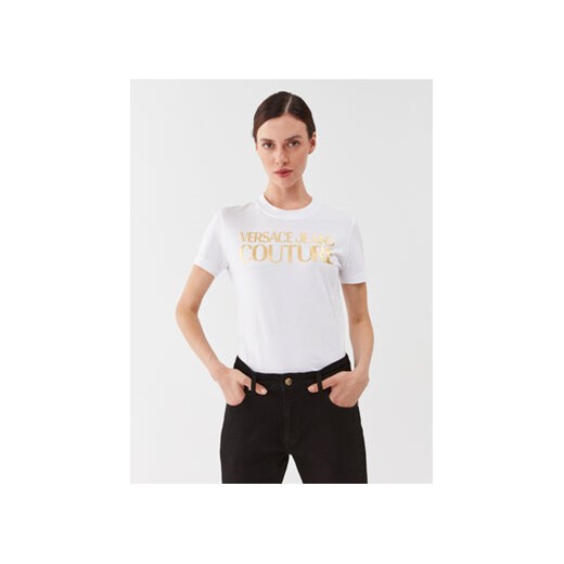 Versace Jeans Couture T-Shirt 75HAHT01 Biały Regular Fit XS MODIVO