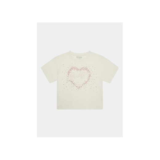 Guess T-Shirt J3BI06 J1314 Écru Regular Fit ze sklepu MODIVO w kategorii Bluzki dziewczęce - zdjęcie 168632445