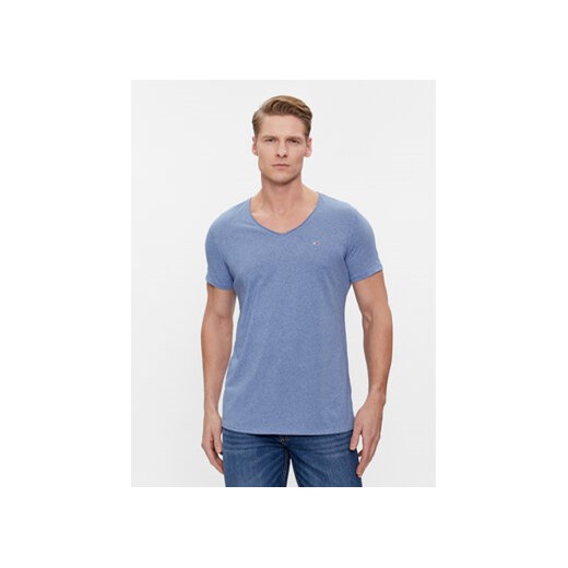 Tommy Jeans T-Shirt Tjm Slim Jaspe V Neck DM0DM09587 Niebieski Slim Fit ze sklepu MODIVO w kategorii T-shirty męskie - zdjęcie 168633778