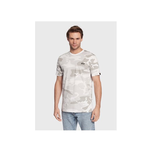 Alpha Industries T-Shirt Backprint T Camo 128507C Biały Regular Fit ze sklepu MODIVO w kategorii T-shirty męskie - zdjęcie 168634139