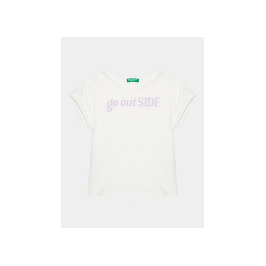 United Colors Of Benetton T-Shirt 3096C10C1 Biały Regular Fit ze sklepu MODIVO w kategorii Bluzki dziewczęce - zdjęcie 168635809