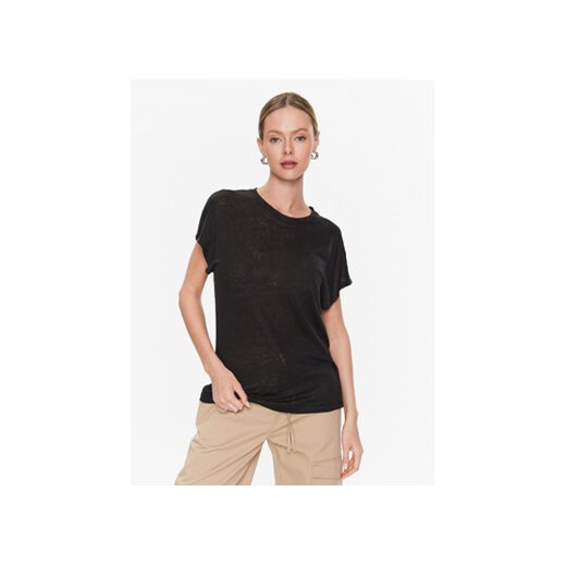 Calvin Klein T-Shirt Linen Jearsey C-Neck Top Ss K20K205304 Czarny Regular Fit ze sklepu MODIVO w kategorii Bluzki damskie - zdjęcie 168636596