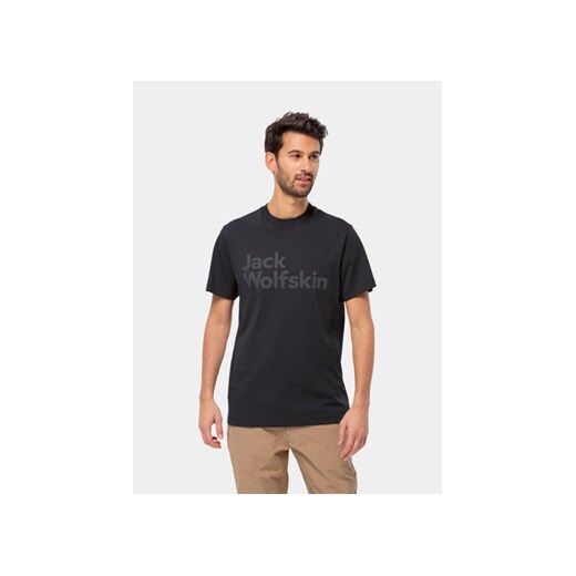 Jack Wolfskin T-Shirt Essential Logo T 1809591 Czarny Regular Fit ze sklepu MODIVO w kategorii T-shirty męskie - zdjęcie 168636619