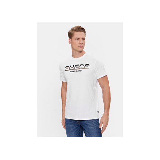 Guess T-Shirt Ss Bsc M4RI60 K9RM1 Biały Slim Fit ze sklepu MODIVO w kategorii T-shirty męskie - zdjęcie 168639118