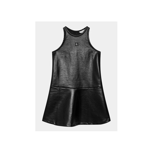 Calvin Klein Jeans Sukienka z imitacji skóry Spacer IG0IG02312 Czarny Flare Fit ze sklepu MODIVO w kategorii Sukienki dziewczęce - zdjęcie 168639476