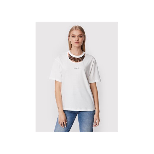 Pinko T-Shirt Tiphanie 1G18AS A06Y Biały Regular Fit Pinko L MODIVO promocja