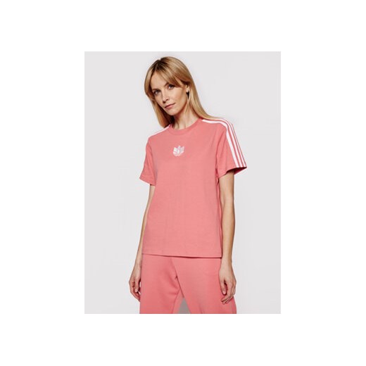 adidas T-Shirt adicolor 3D Trefoil GN6702 Różowy Loose Fit ze sklepu MODIVO w kategorii Bluzki damskie - zdjęcie 168642186