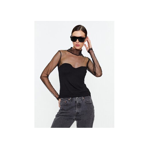 Sisley Bluzka 3MAPL200K Czarny Slim Fit ze sklepu MODIVO w kategorii Bluzki damskie - zdjęcie 168642445
