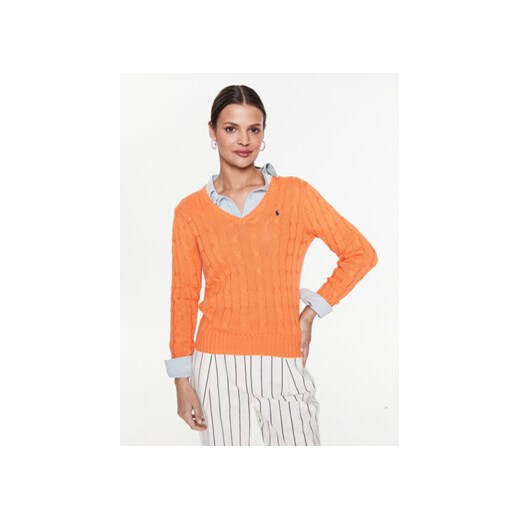 Polo Ralph Lauren Sweter 211891641008 Pomarańczowy Slim Fit ze sklepu MODIVO w kategorii Swetry damskie - zdjęcie 168642918