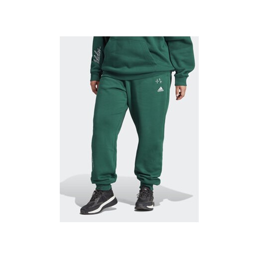 adidas Spodnie dresowe Scribble Embroidery Fleece IK9649 Zielony Loose Fit ze sklepu MODIVO w kategorii Spodnie damskie - zdjęcie 168642999